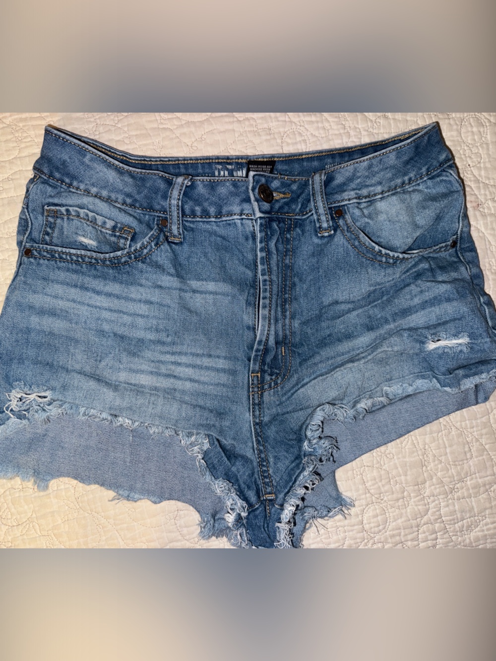 Distressed Light Blue Denim Women's Shorts